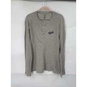 Lucky Brand Long Sleeve Men Henley Shirt Medium Grey Casual Lightweight Basic